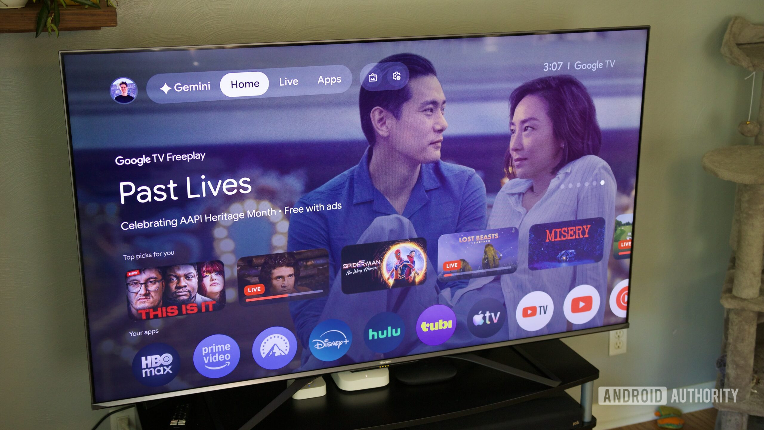 Google TV interface from the Walmart Onn 4K Pro.