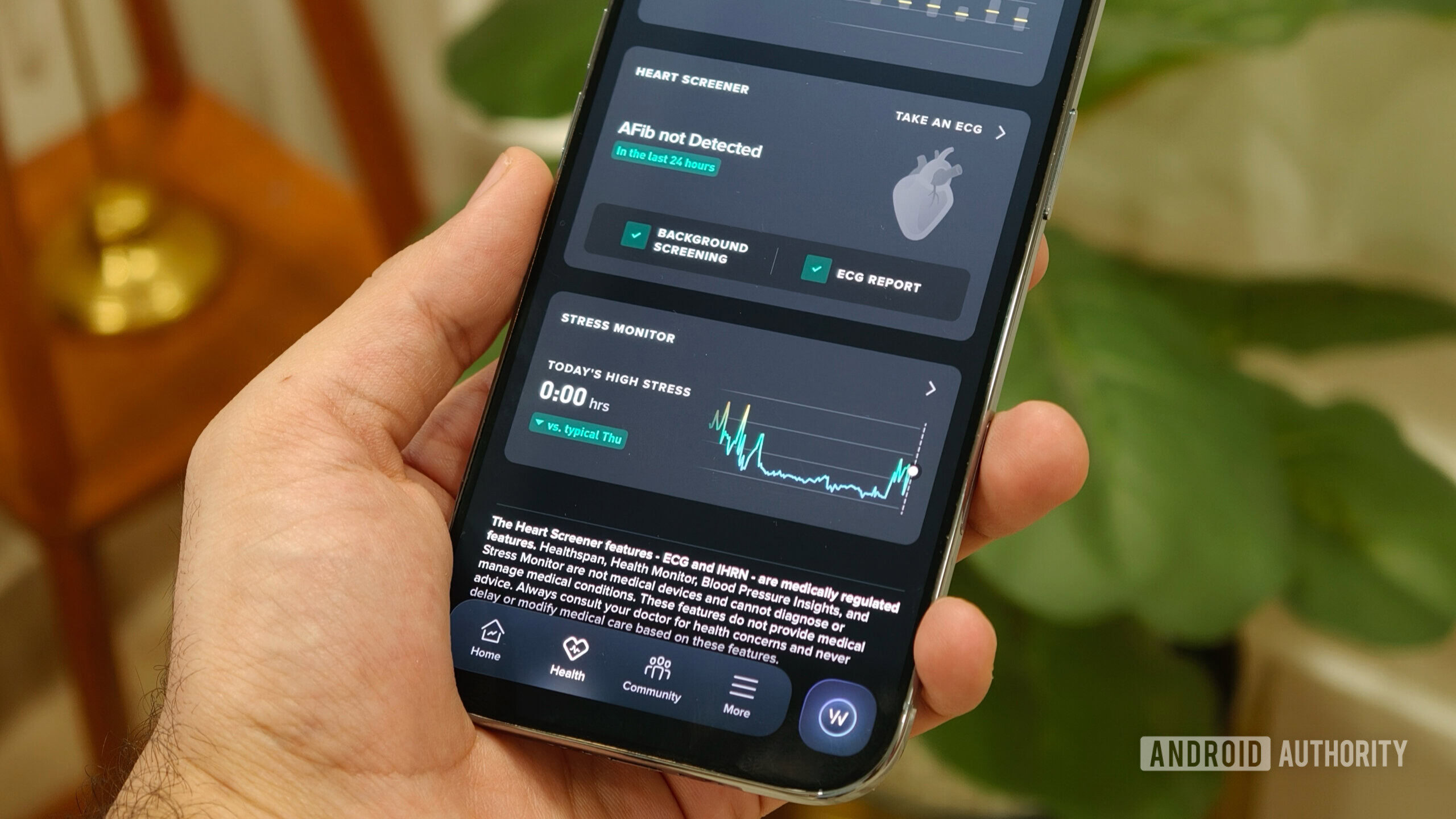 The WHOOP app showing health details.