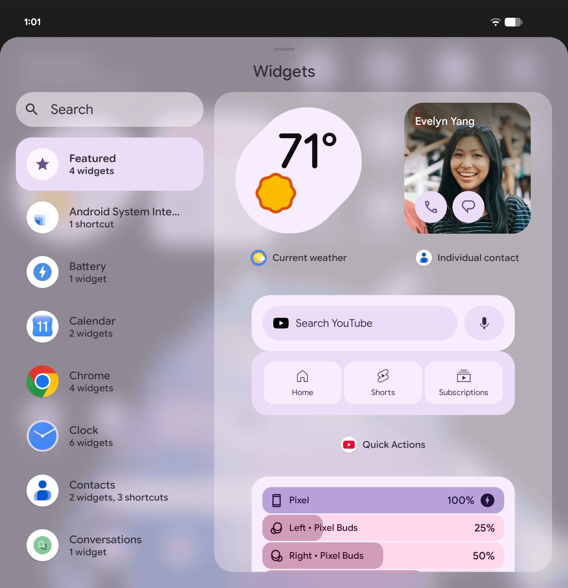 Android 17 Blurred background for Widgets Picker