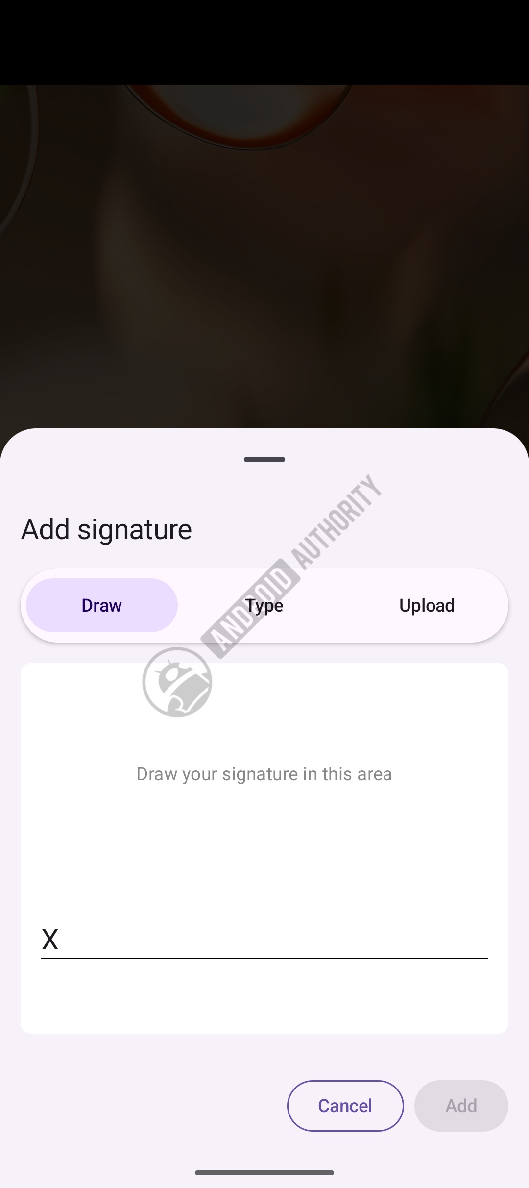Android signature draw watermarked