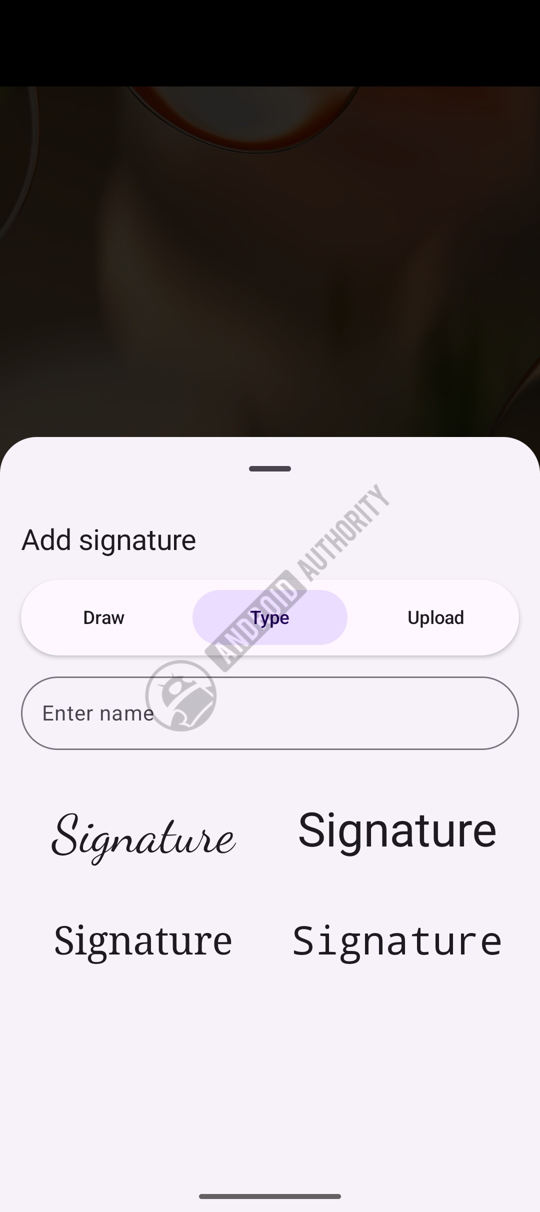Android signature type watermarked