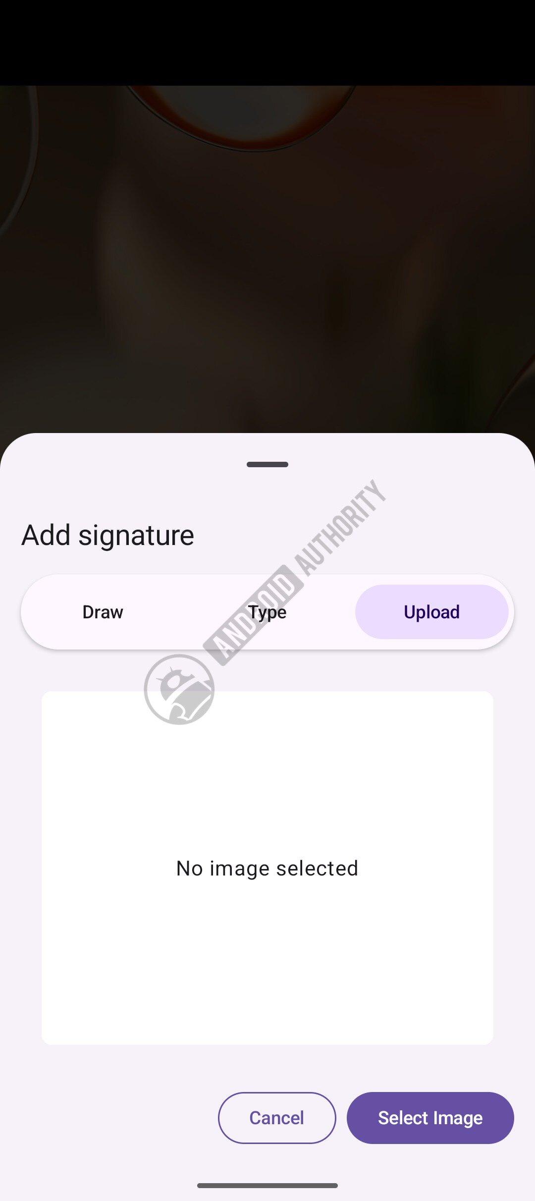 Android signature upload watermarked