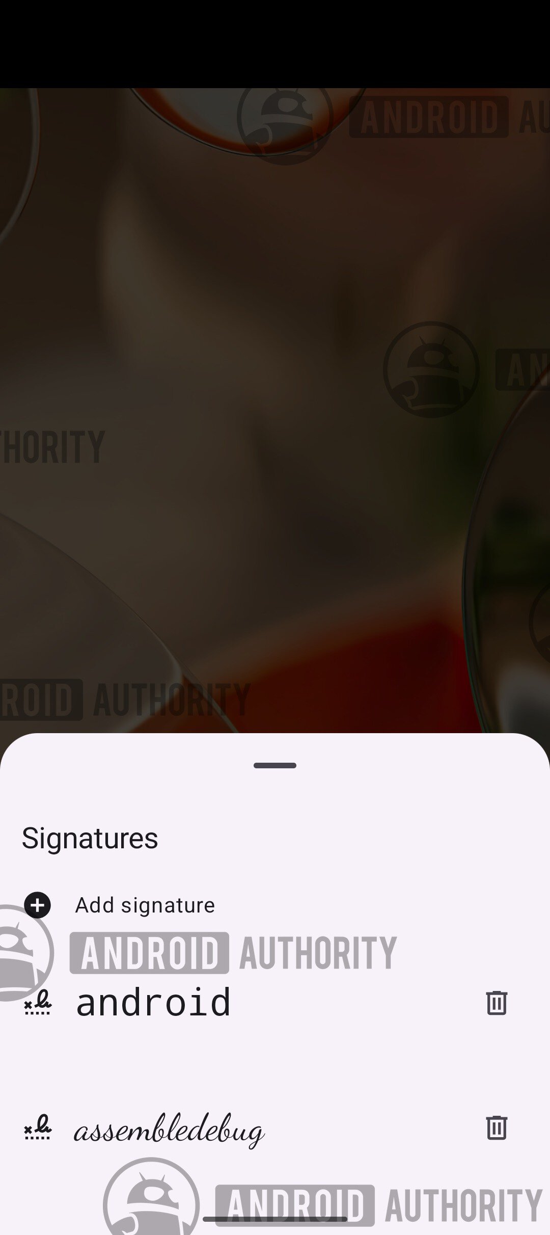 Android signature watermarked