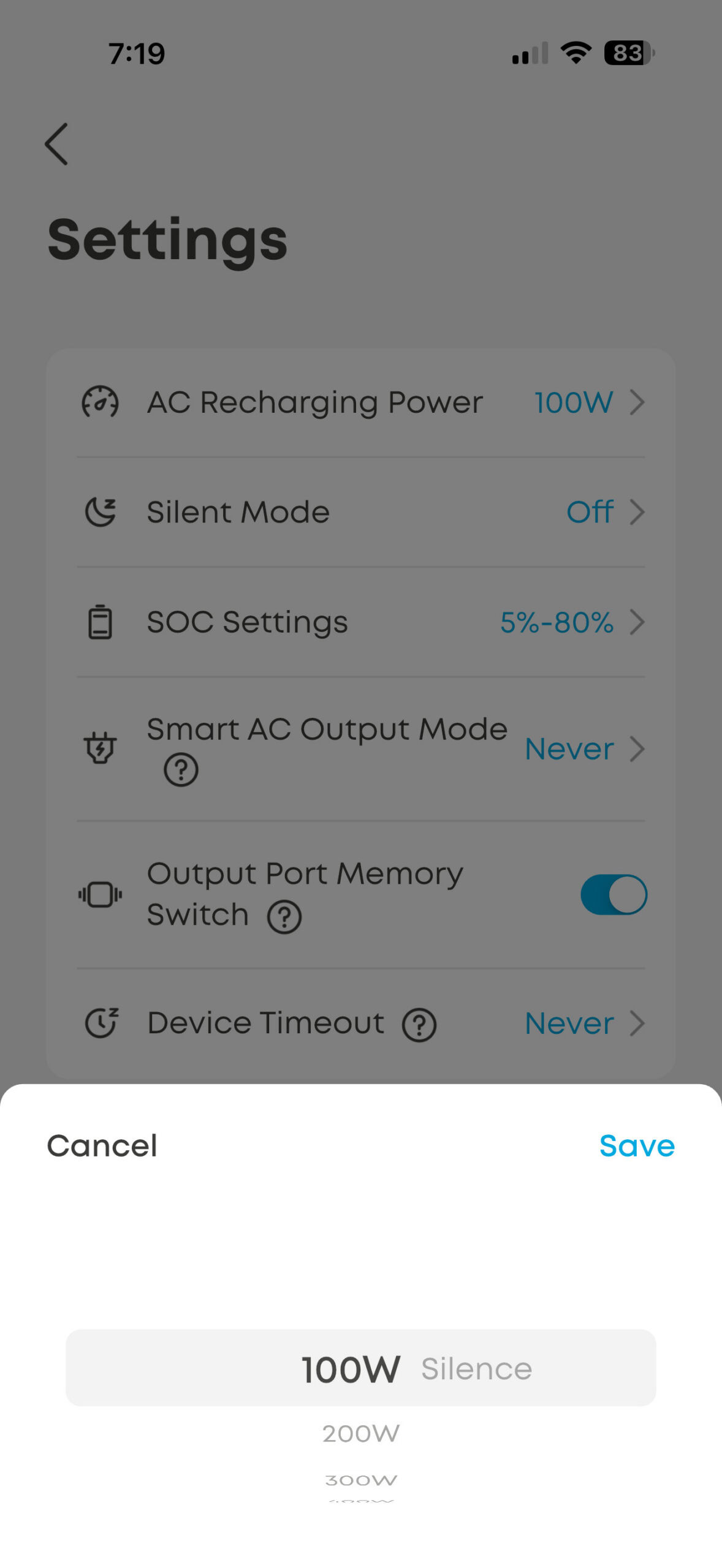 Anker SOLIX S2000 screenshot AC recharging Power 2