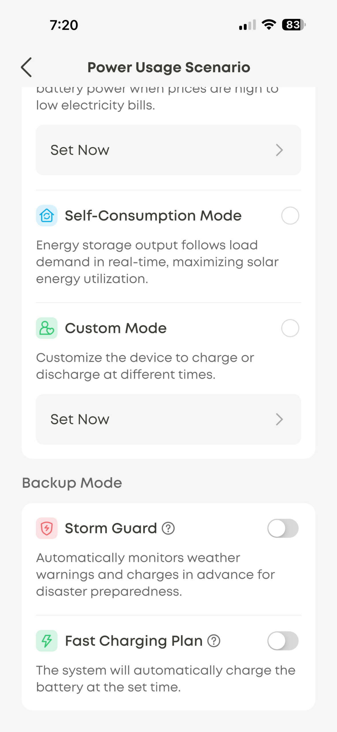 Anker SOLIX S2000 screenshot Power Usage Scenarios 2