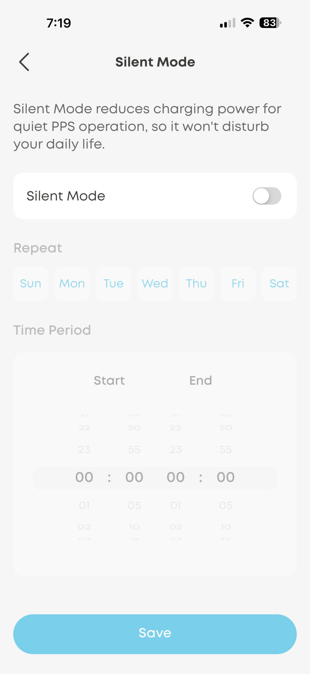 Anker SOLIX S2000 screenshot Silent Mode