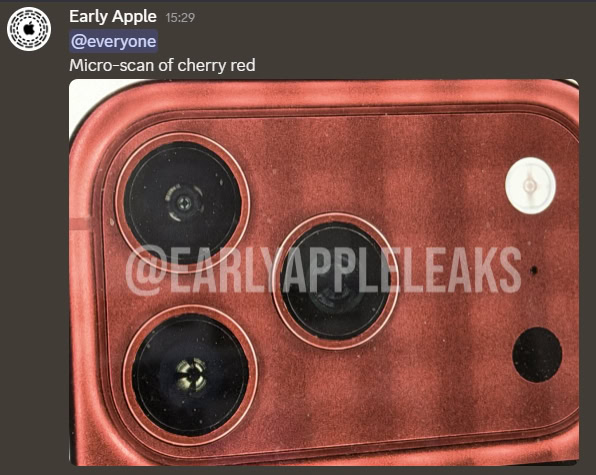 EarlyAppleLeaks showing Cherry Red iPhone 18 Pro 1