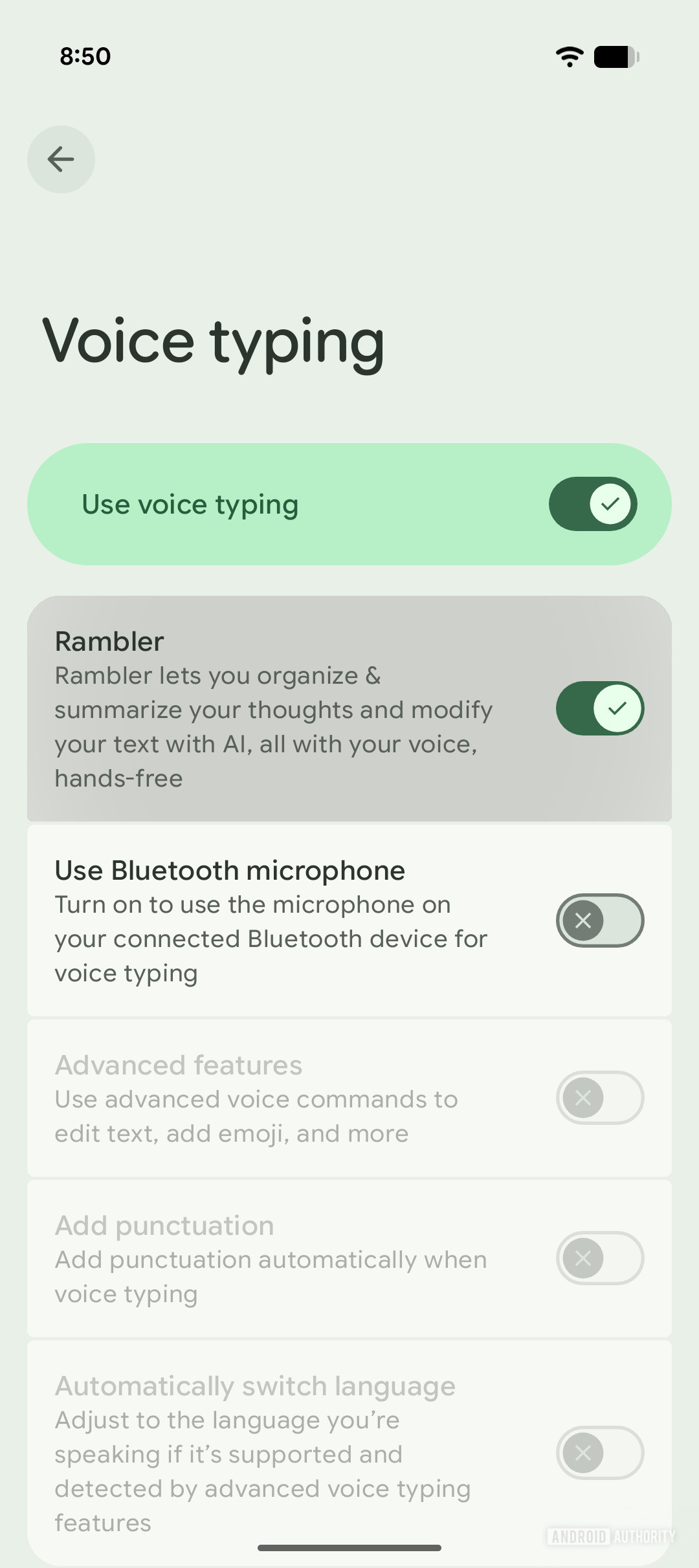 Gboard Rambler toggle