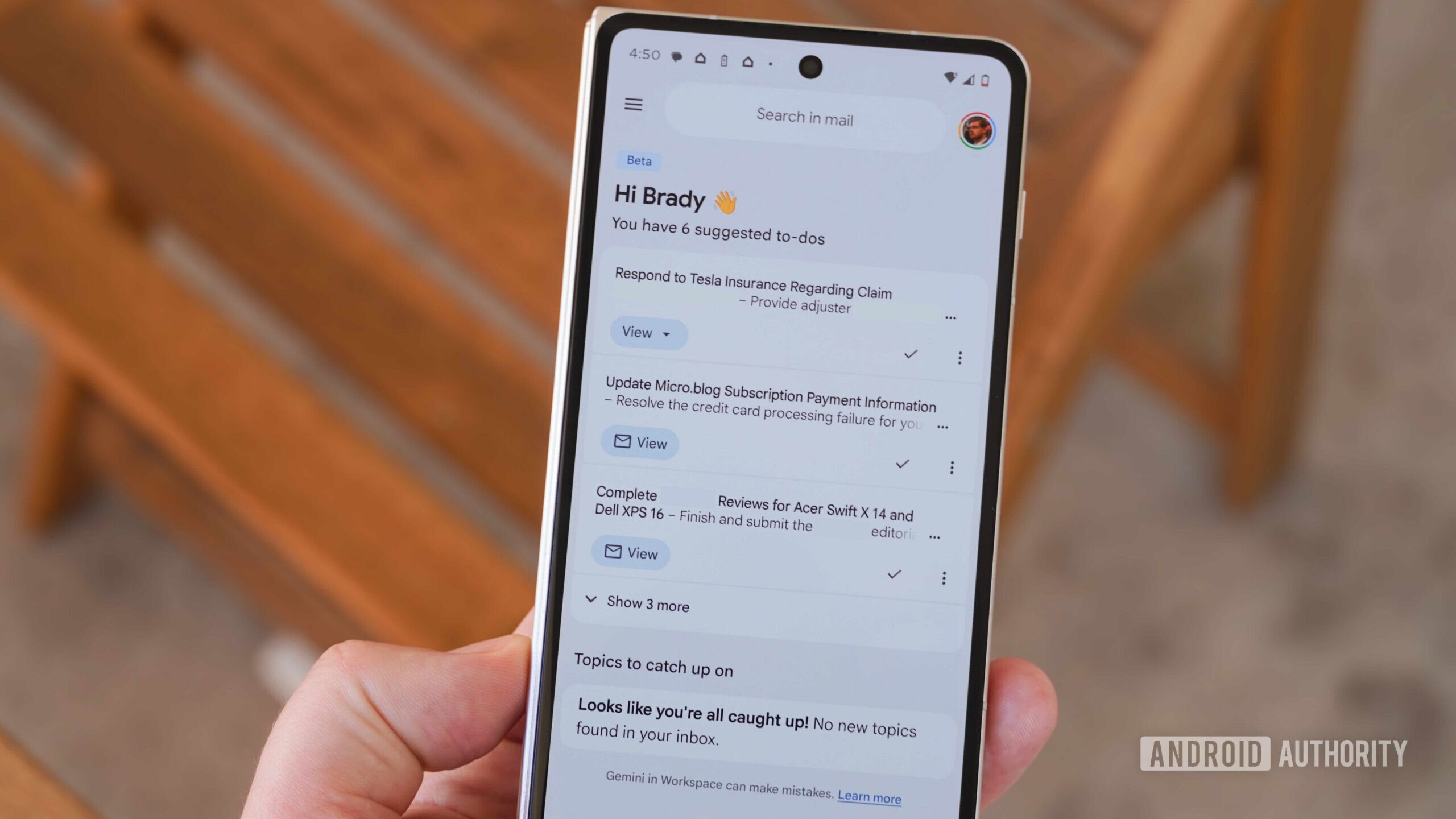 A close-up of the to-do items highlighted by AI Inbox.