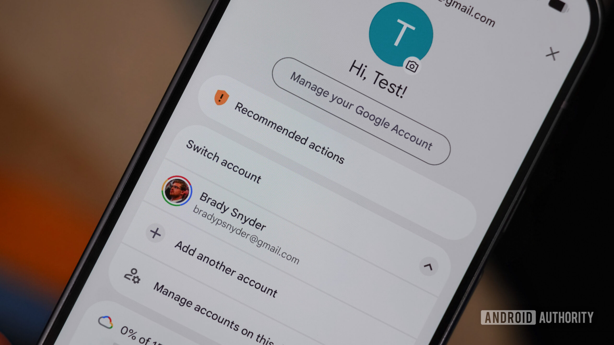 Switching accounts the long way in Gmail.