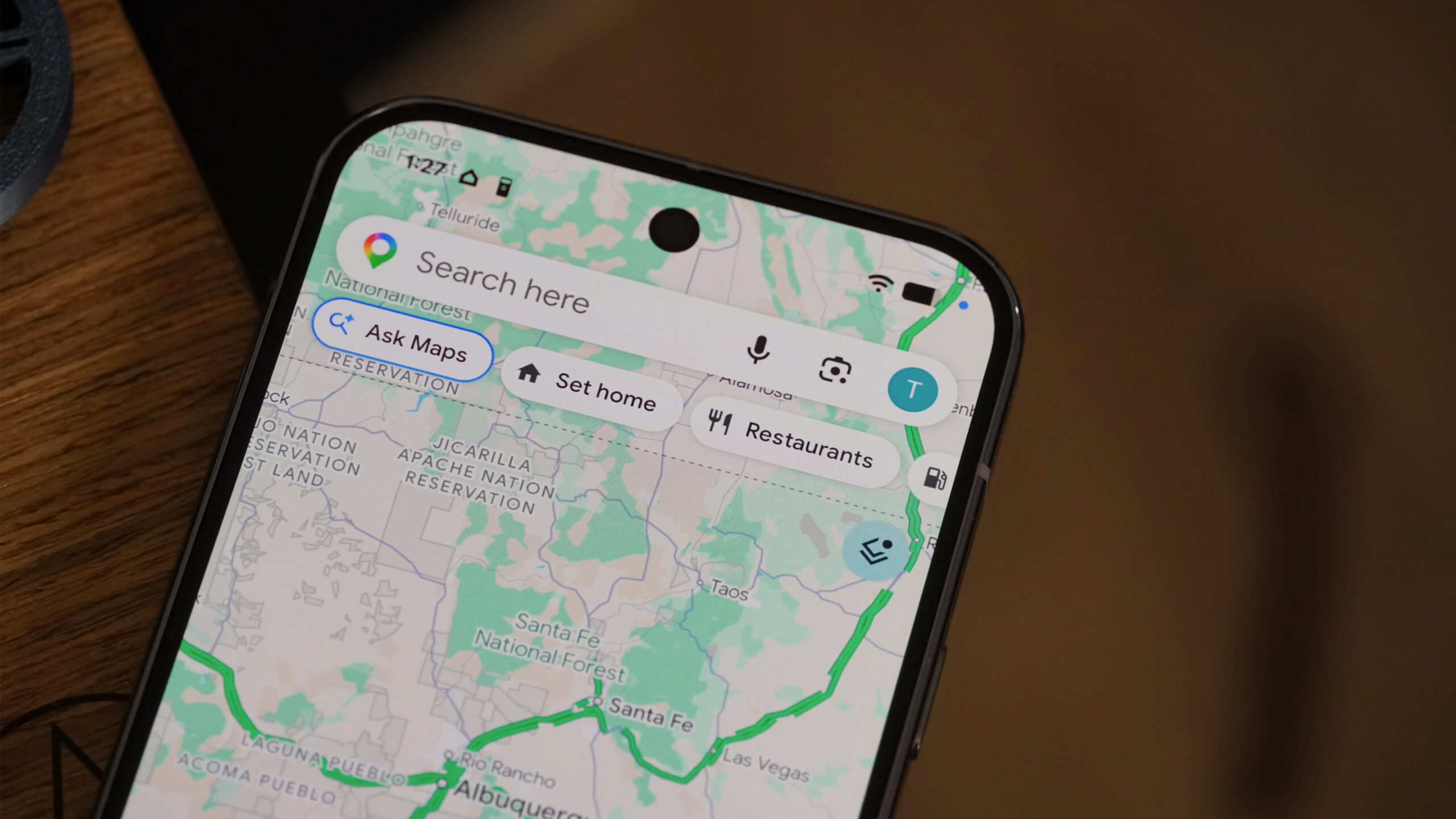 The Google account icon in the Google Maps app.