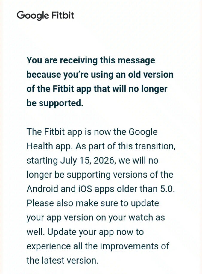 Fitbit Message Fitbit users still clinging to the old app are losing their workaround