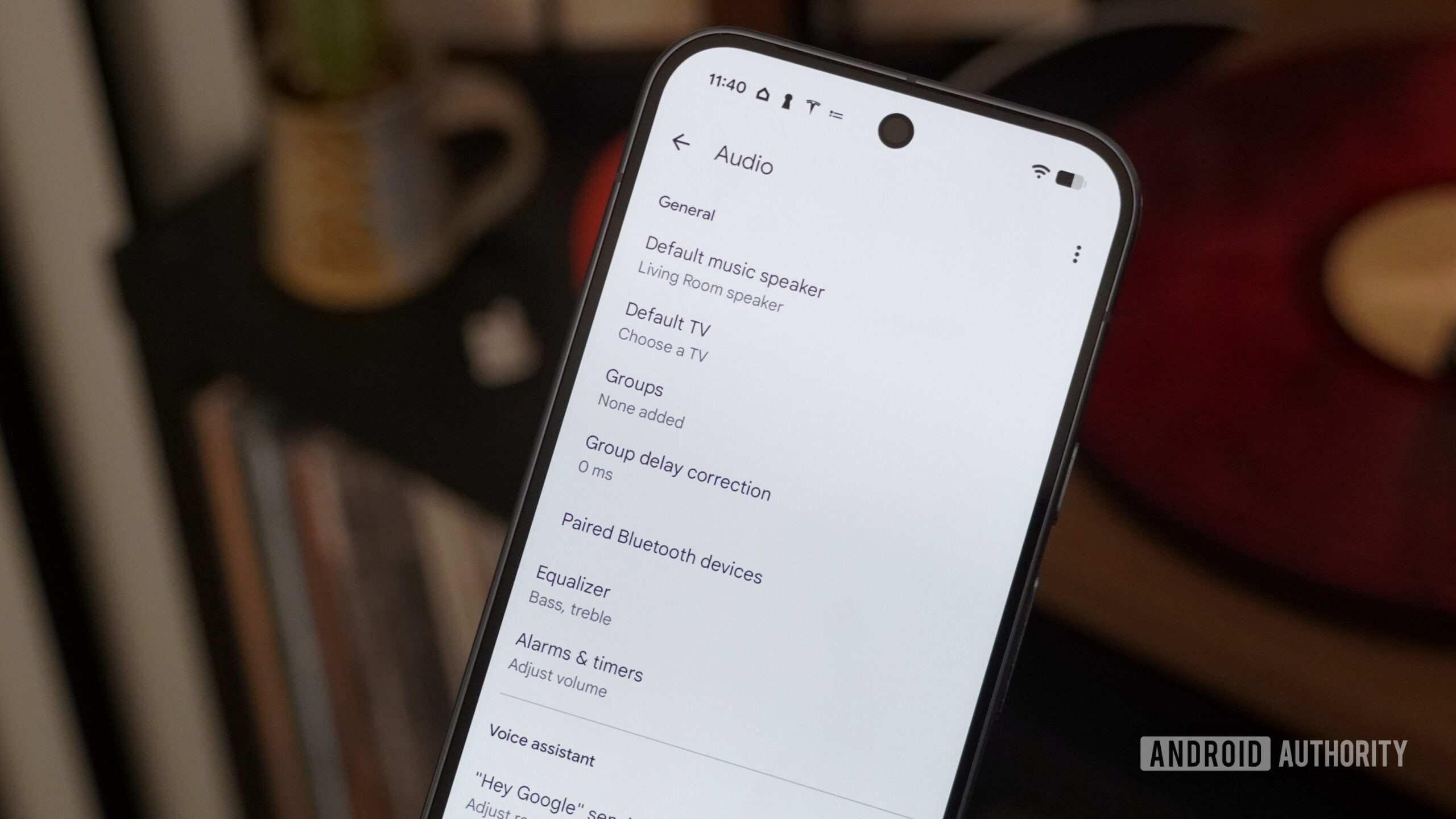 The Audio tab of the Google Home Speaker page in the Home app.