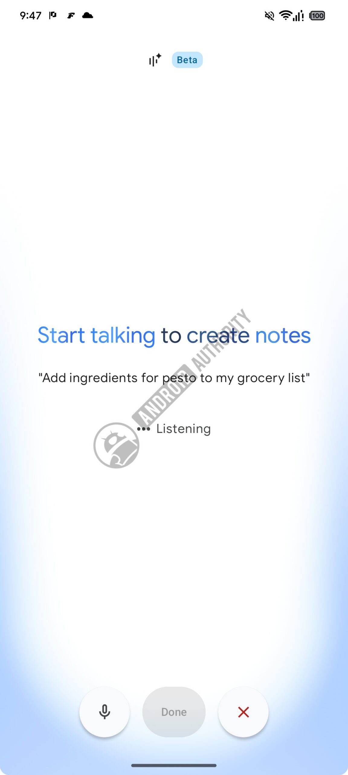 Google Keep Live listening watermarked