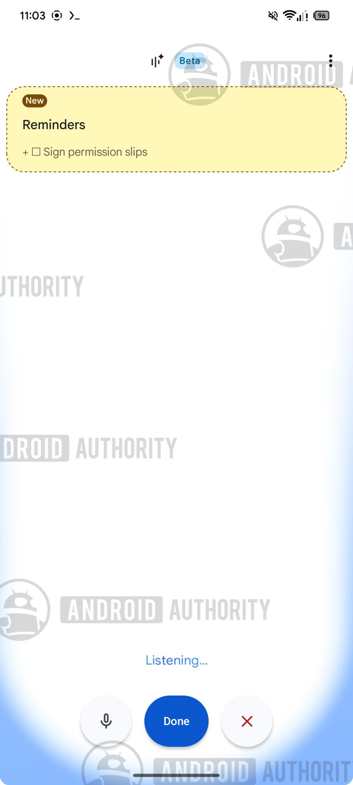 Google Keep Live reminders watermarked