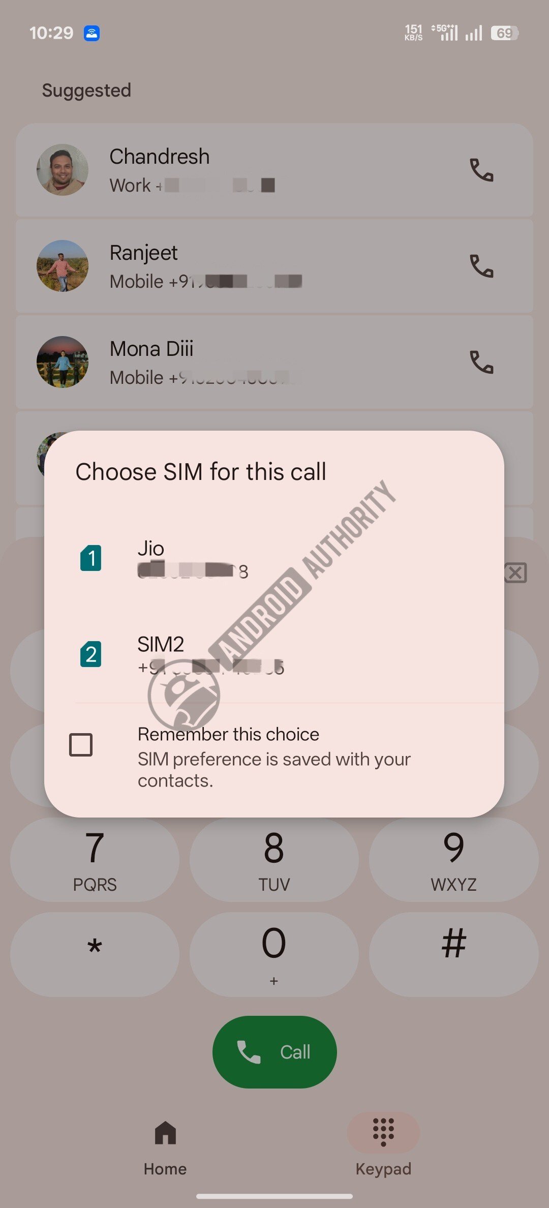 Google Phone SIM choice old