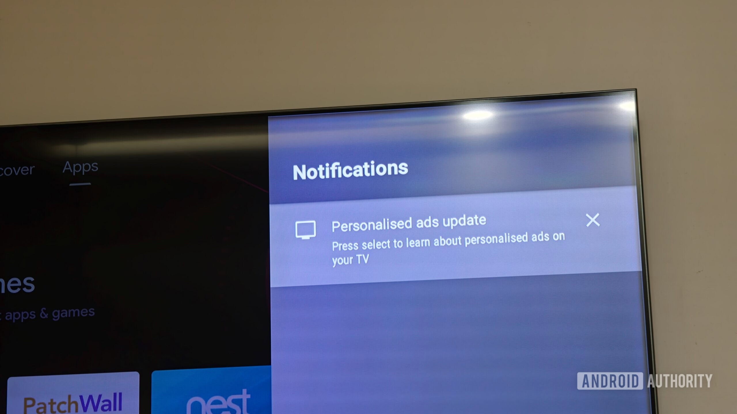 Notifications on a Google TV.
