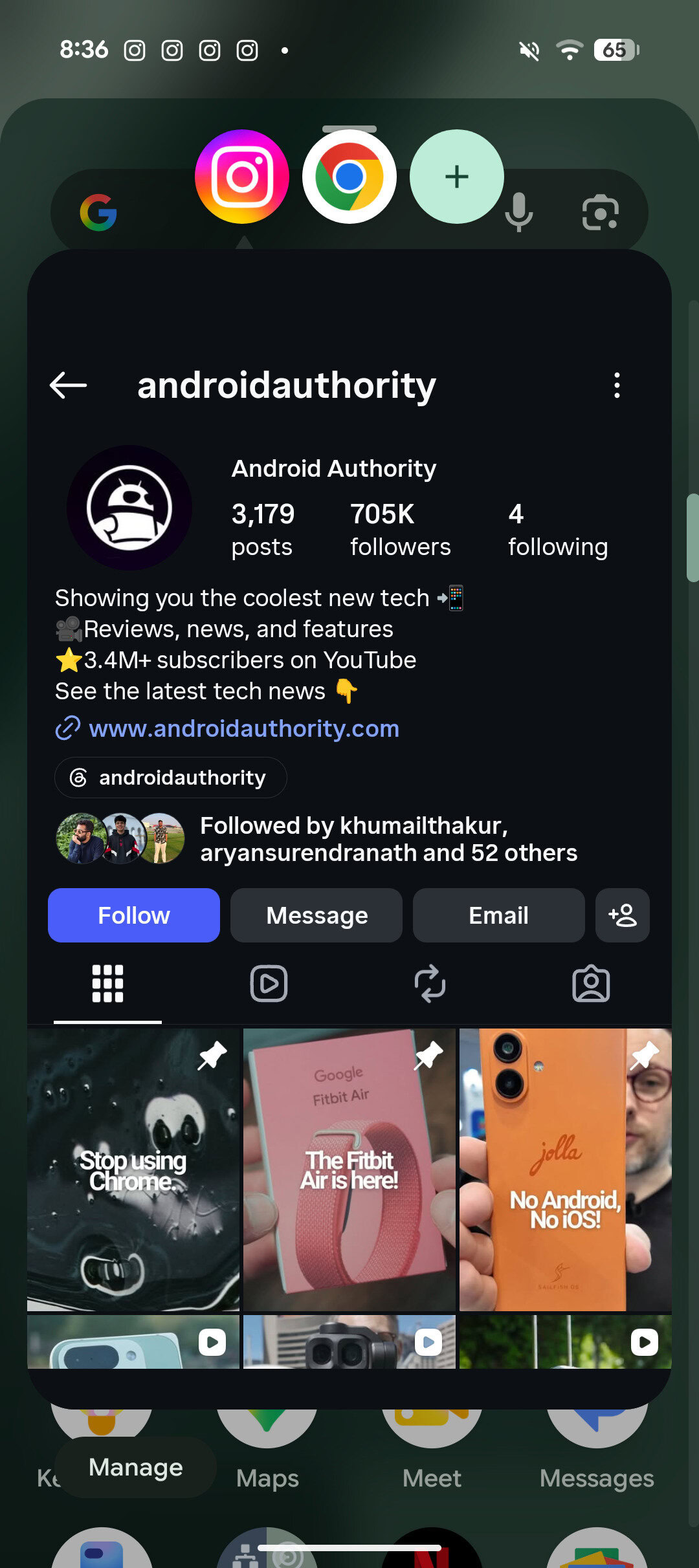 Instagram and chrome app bubbles on Pixel 10a