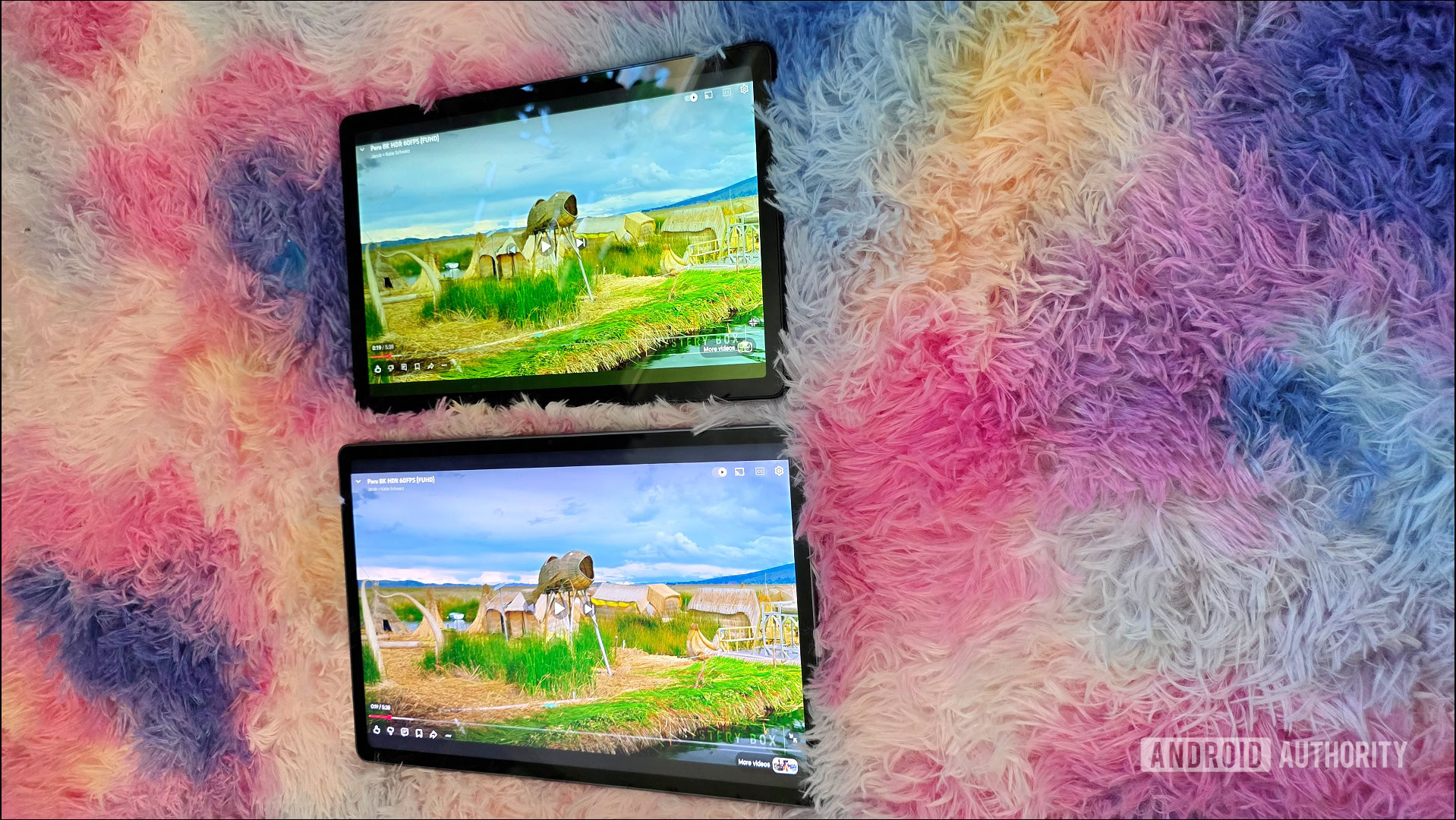 Lenovo Idea Tab review image showing its display compared to the Galaxy Tab A11 plus from an angle