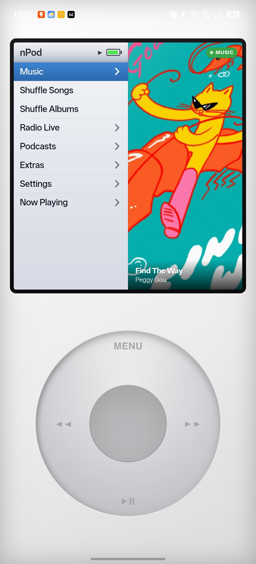 NostalgicPod home screen