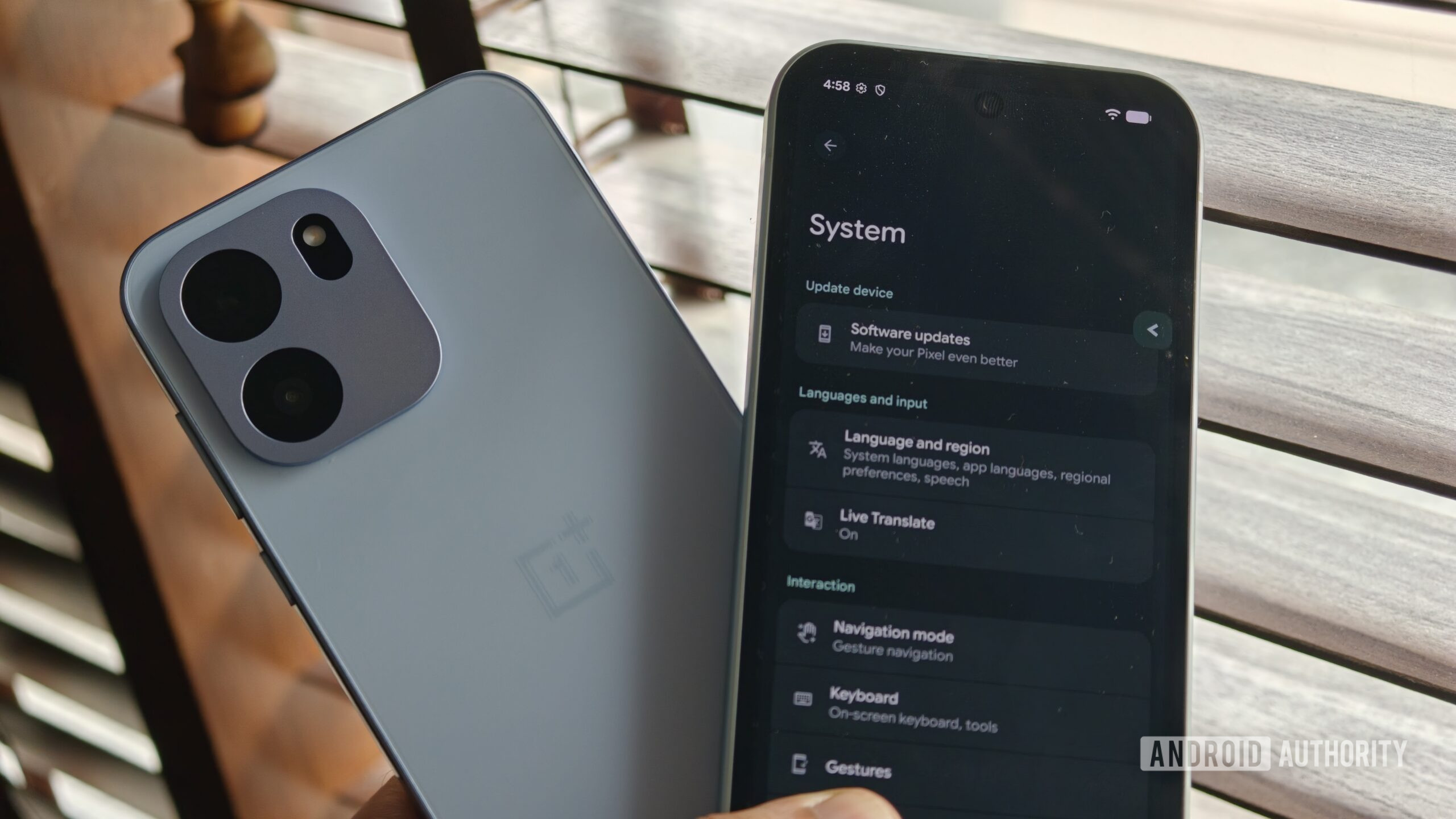 OnePlus Nord CE6 and Google Pixel 10a with software screen open