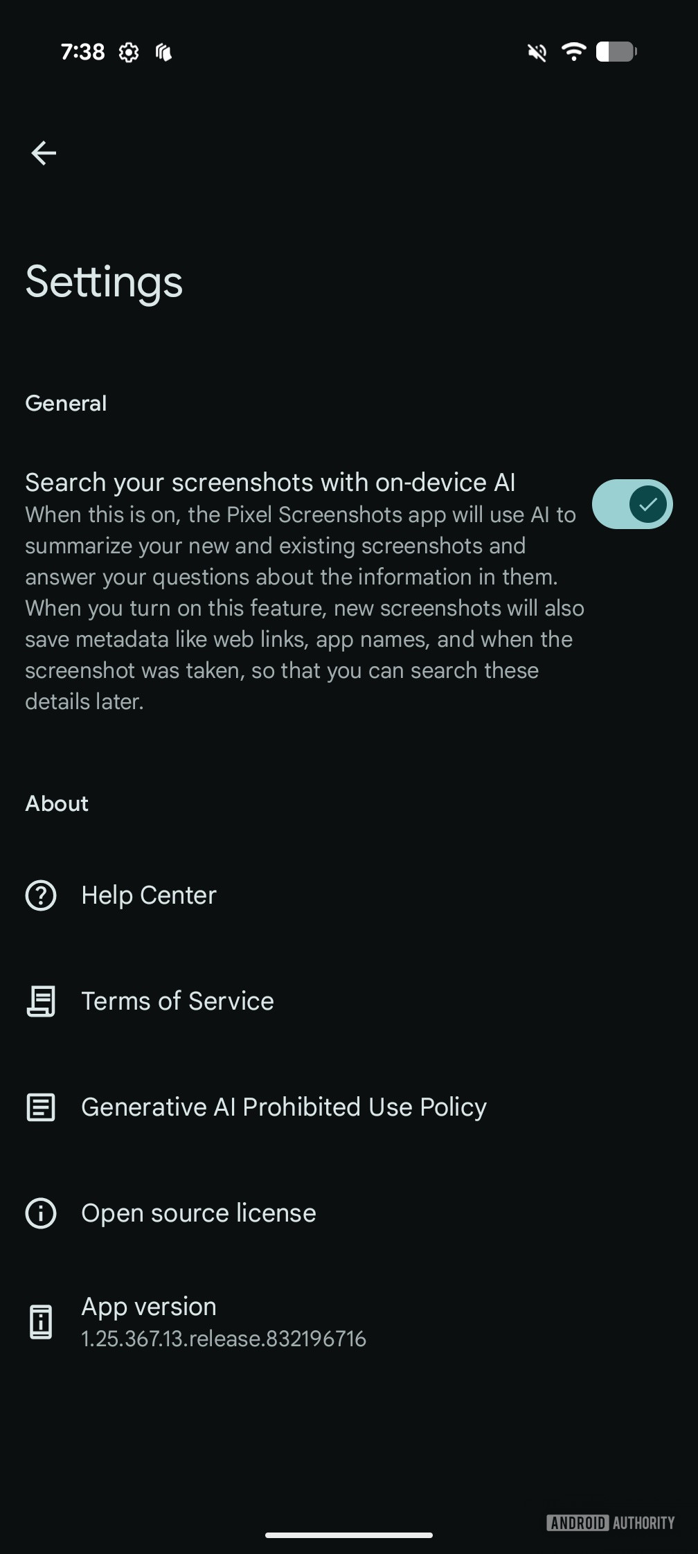Pixel Screenshots on device AI toggle old version