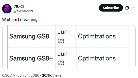 Samsung Galaxy S8 series update theonecid