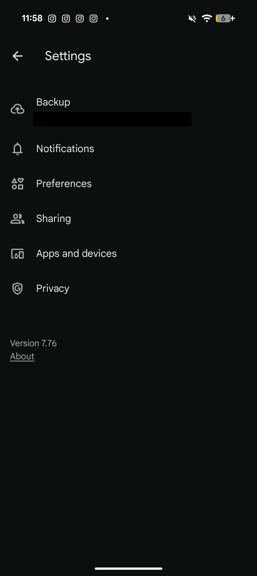 Photo Settings in the Google Photos app