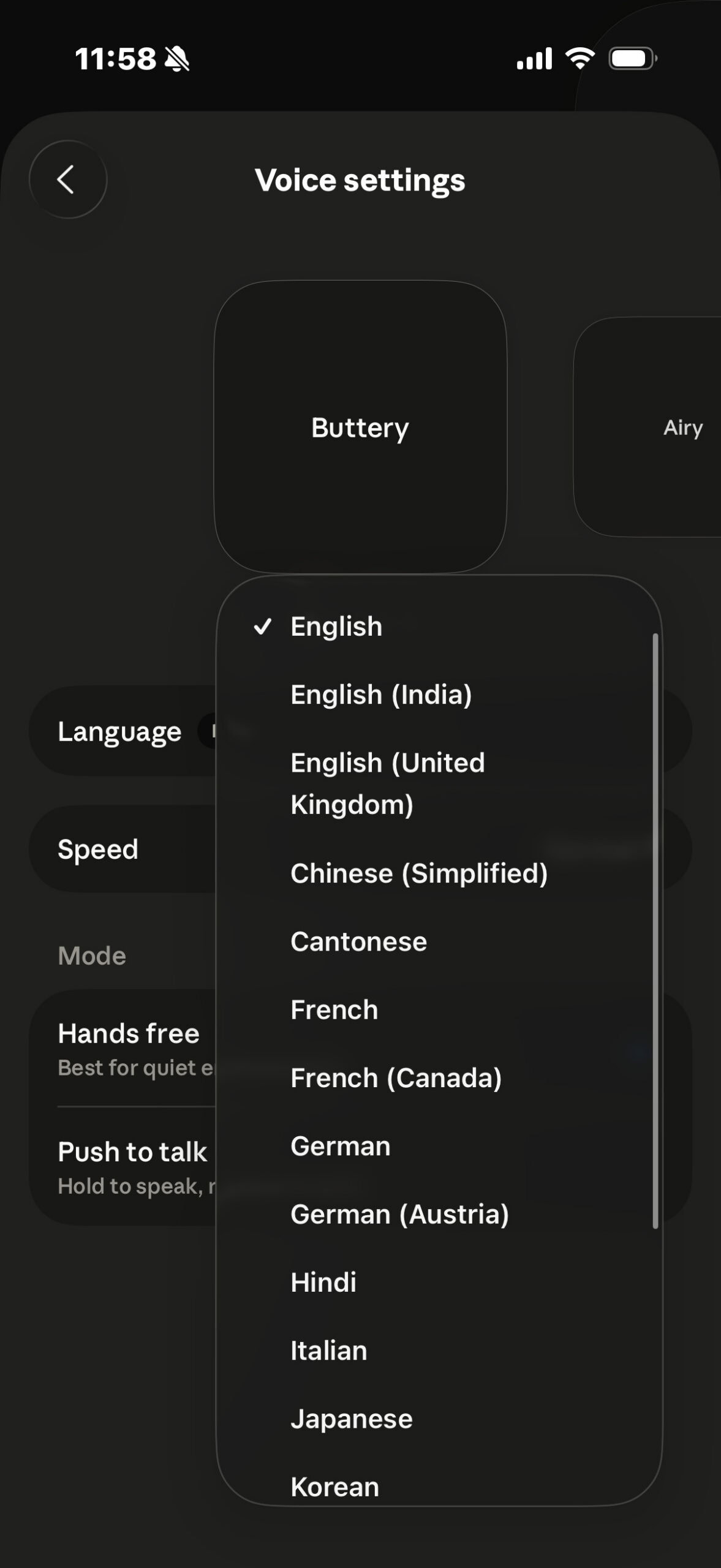 Select language on Claude