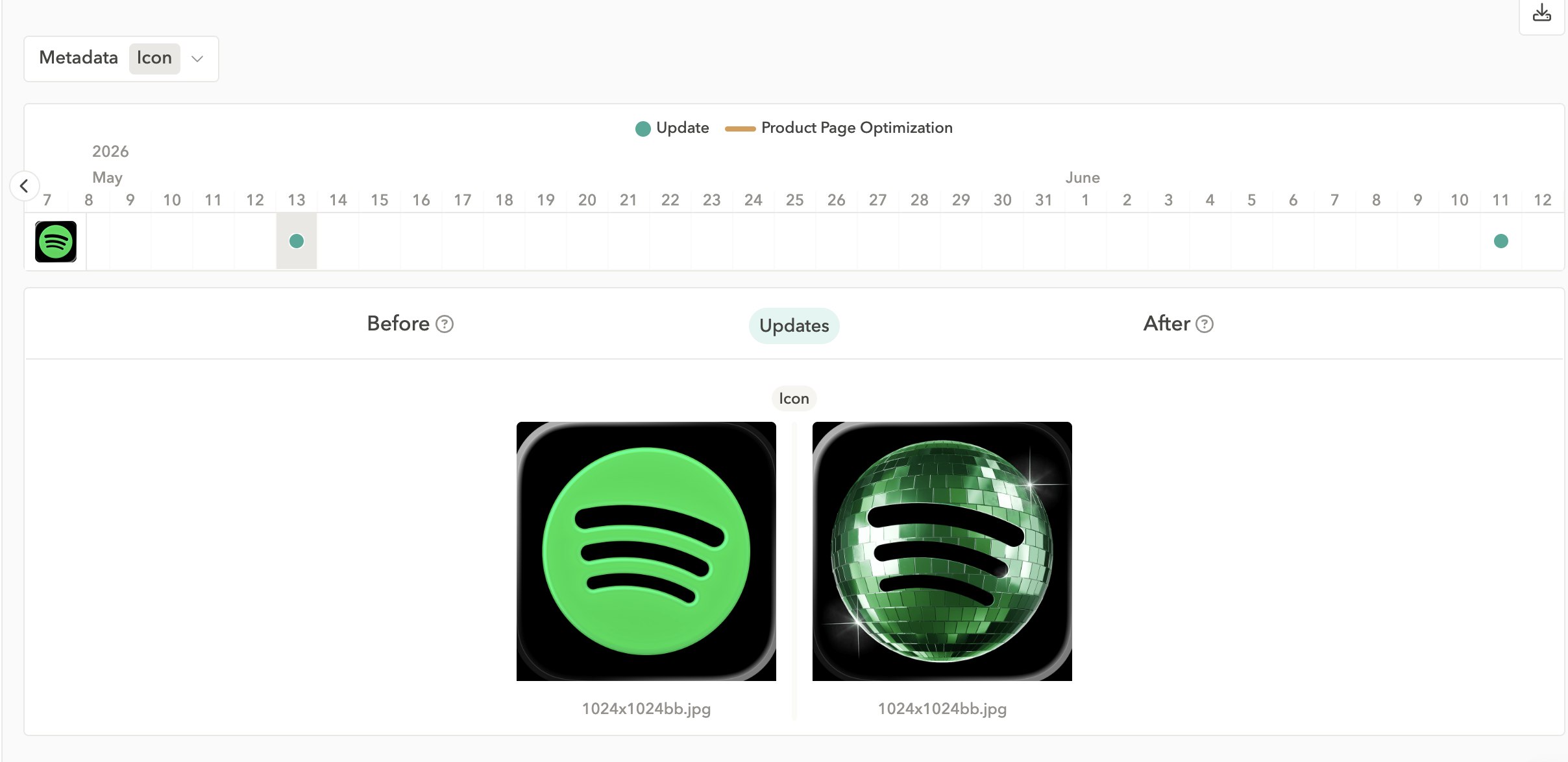 Spotify icon added apptweak
