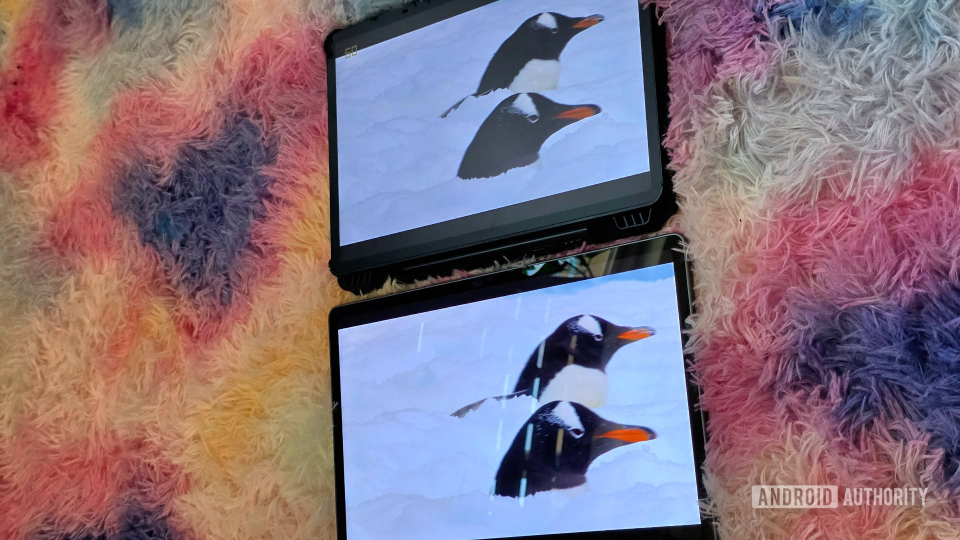 TCL Nxtpaper 11 Plus review image showing the tablet's screen compared to the Lenovo Idea Tab Plus