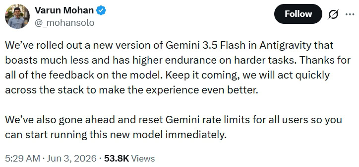 Varun Mohan on new Gemini 3.5 Flash Model