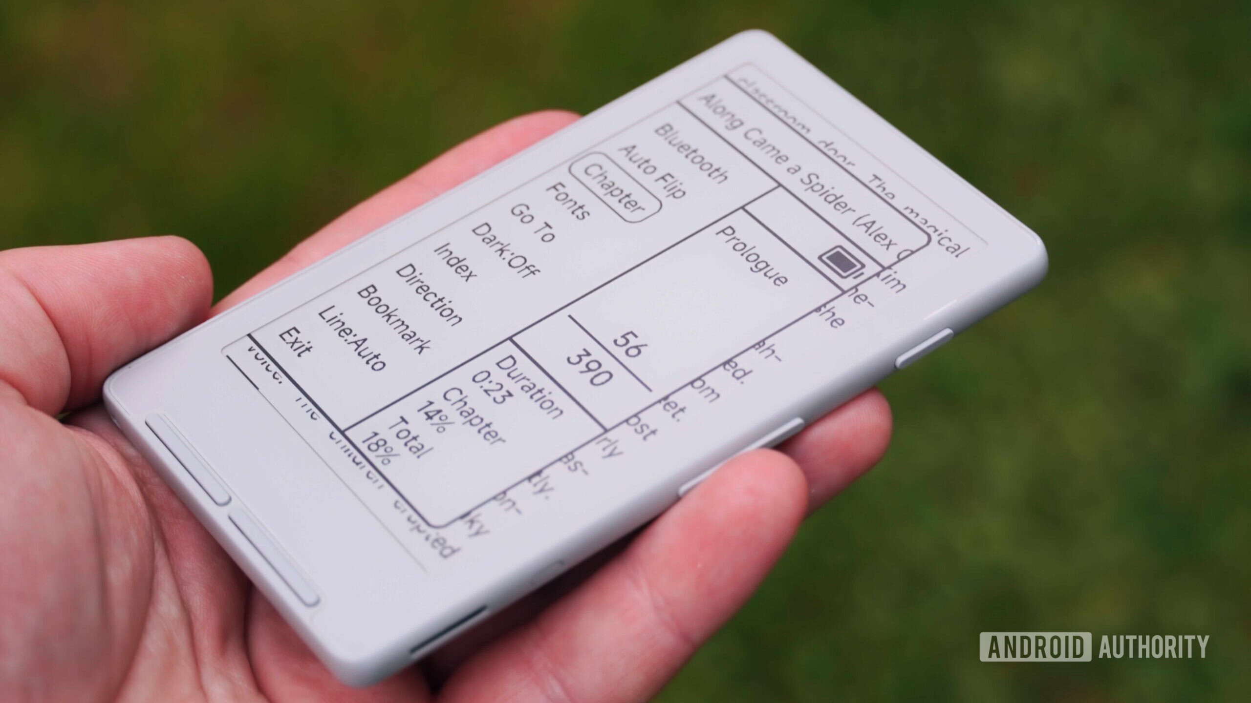 The Xteink X4 in-book navigation menu.