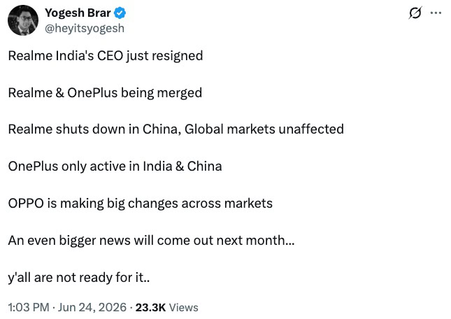 Yogesh Brar on OPPO, OnePlus, Realme business strategy Yogesh Brar on OPPO, OnePlus, Realme business strategy