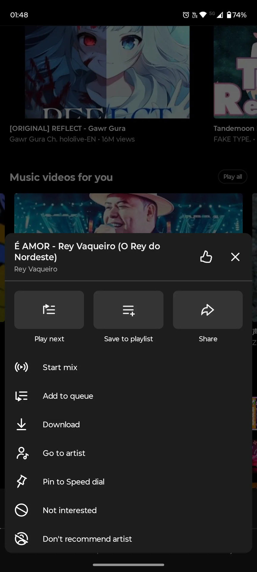 YouTube Music Dont recommend artist 1