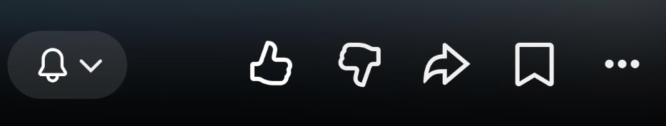 YouTube on Android Current video action bar without icon labels