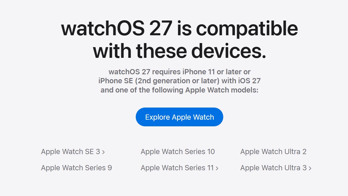 apple watch os 27 compatibility
