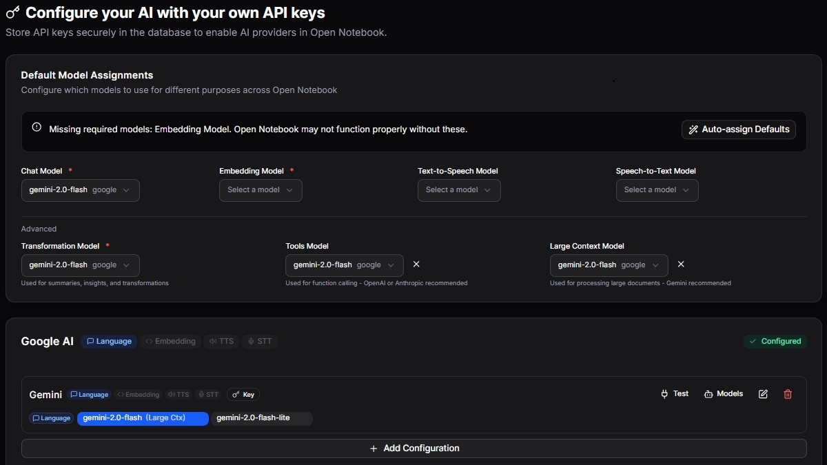 configureai opennotebook