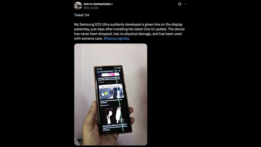 Galaxy S23 users facing green line issues after One UI 8.5 update ...