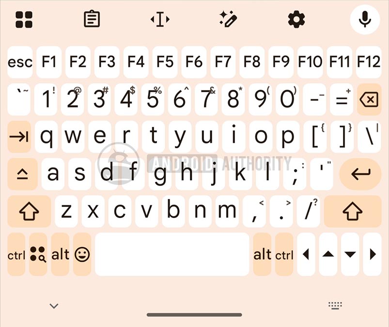 gboard full size keyboard keys