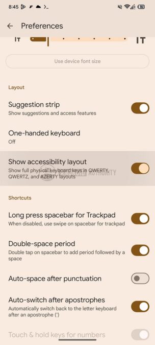 gboard show accessibility layout image