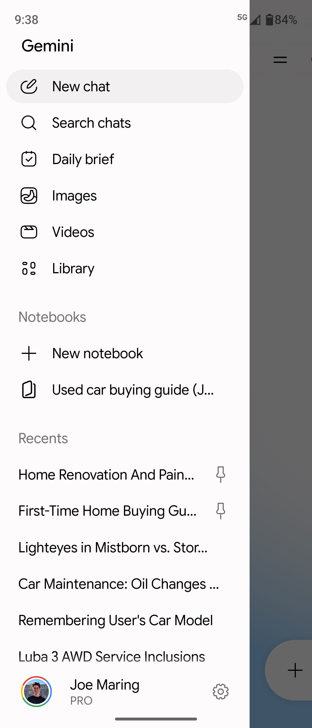 Screenshot showing how to set up Gemini Avatar.