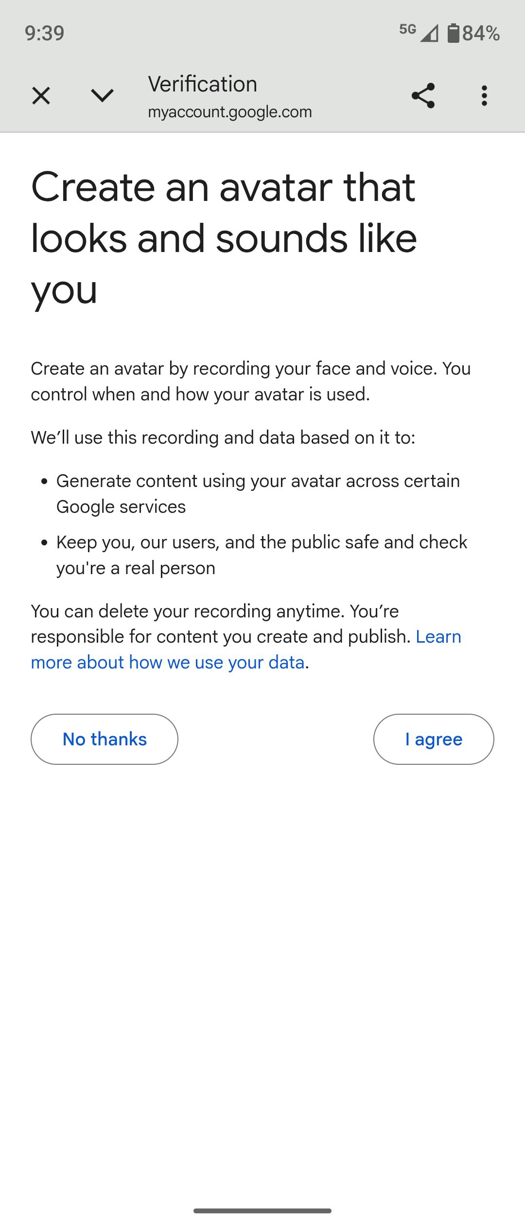 Screenshot showing how to set up Gemini Avatar.
