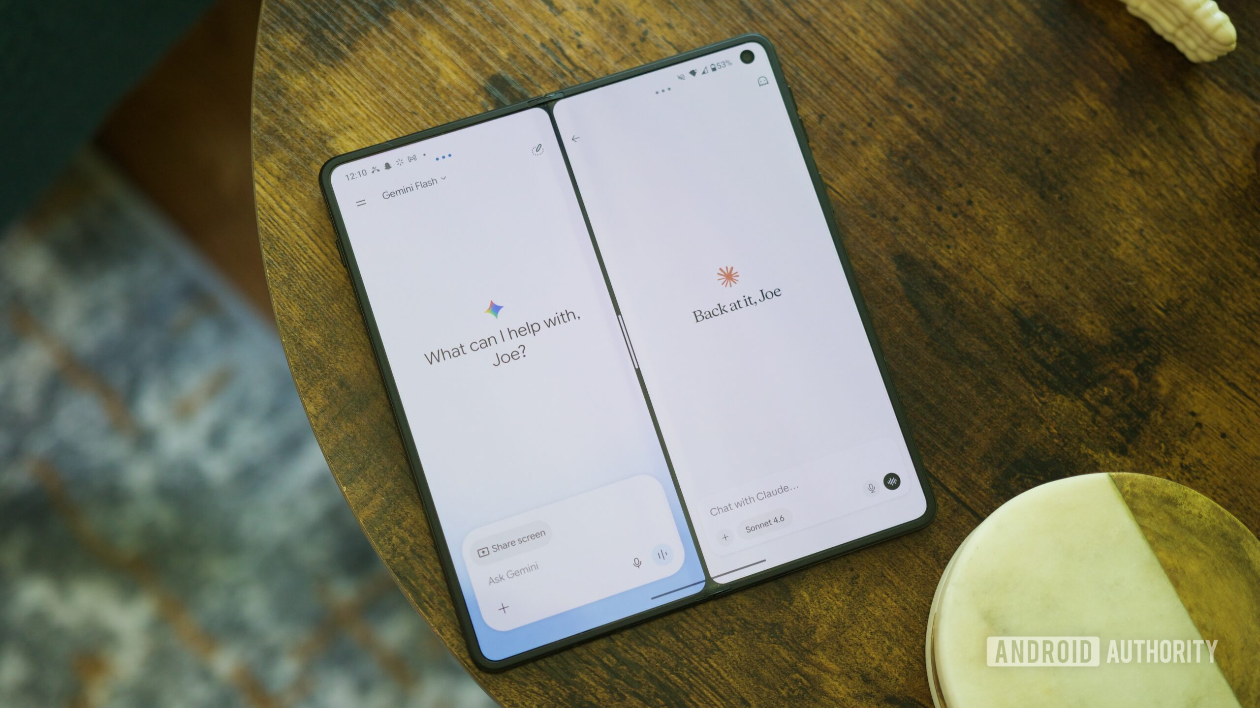 Gemini and Claude apps running side-by-side on an Android phone.
