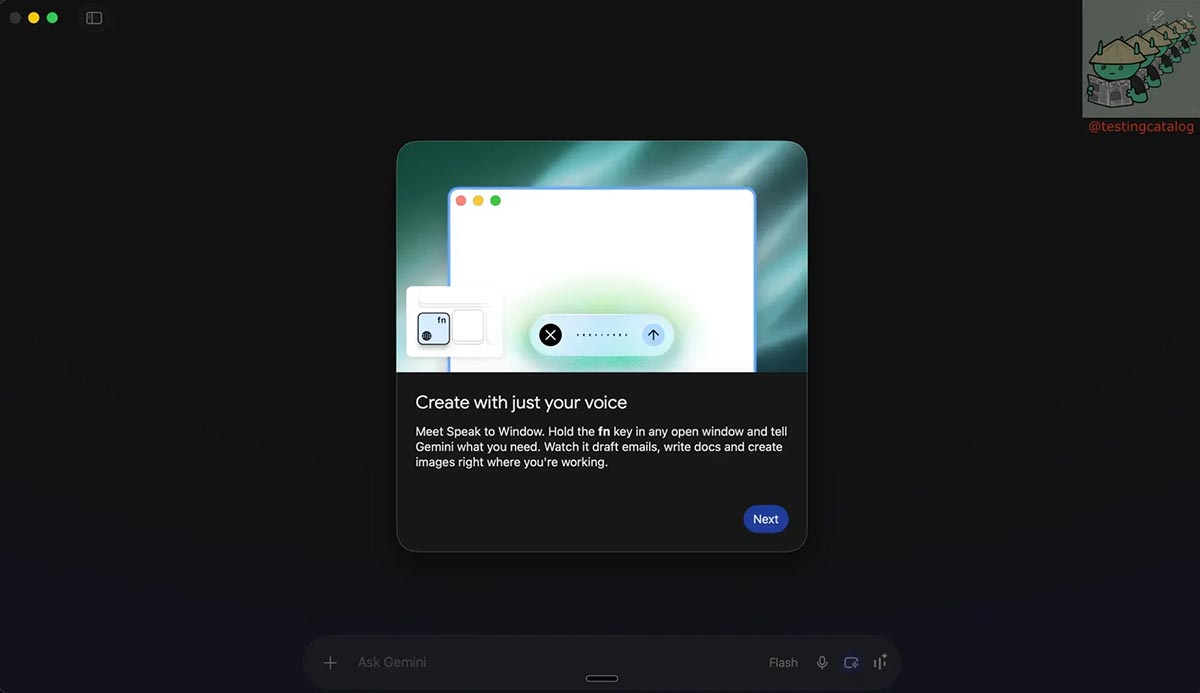 gemini dictation feature speak to window image