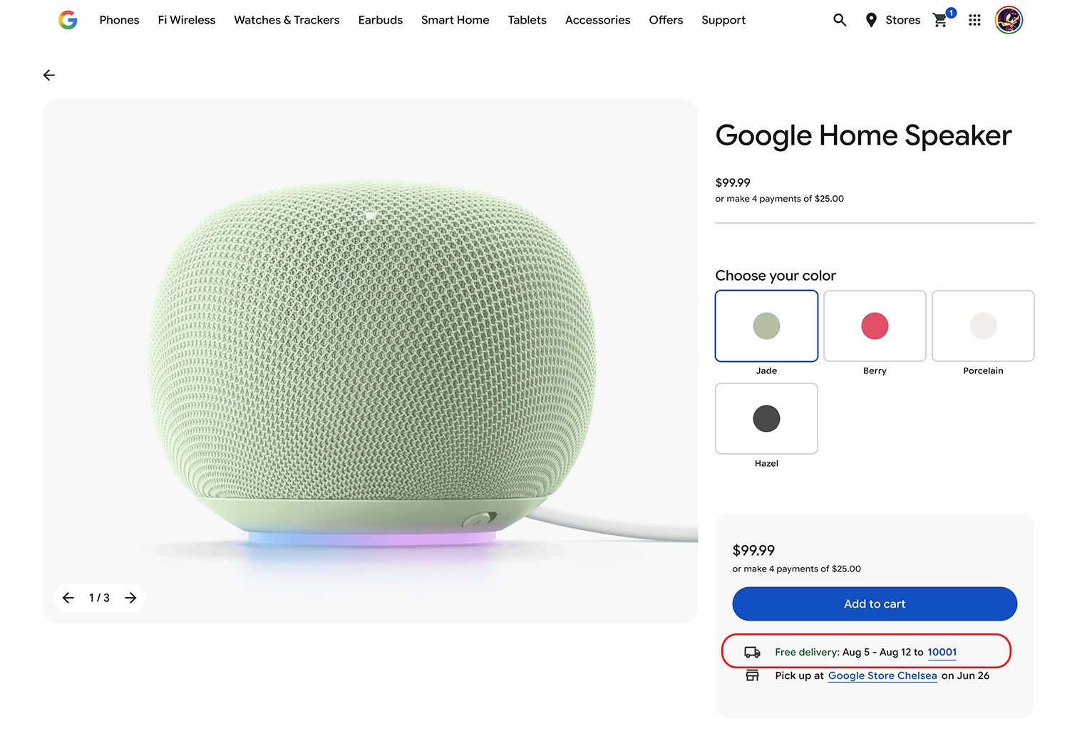 Google Home Speaker Jade Green