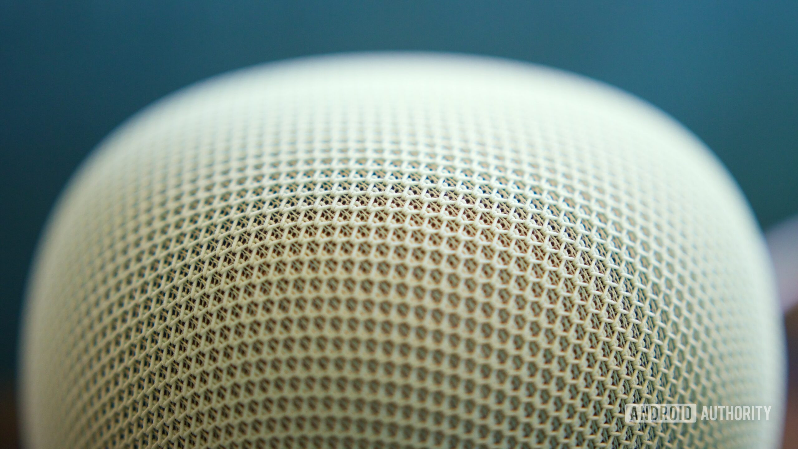 Close up view of the fabric design on the Google Home Speaker.