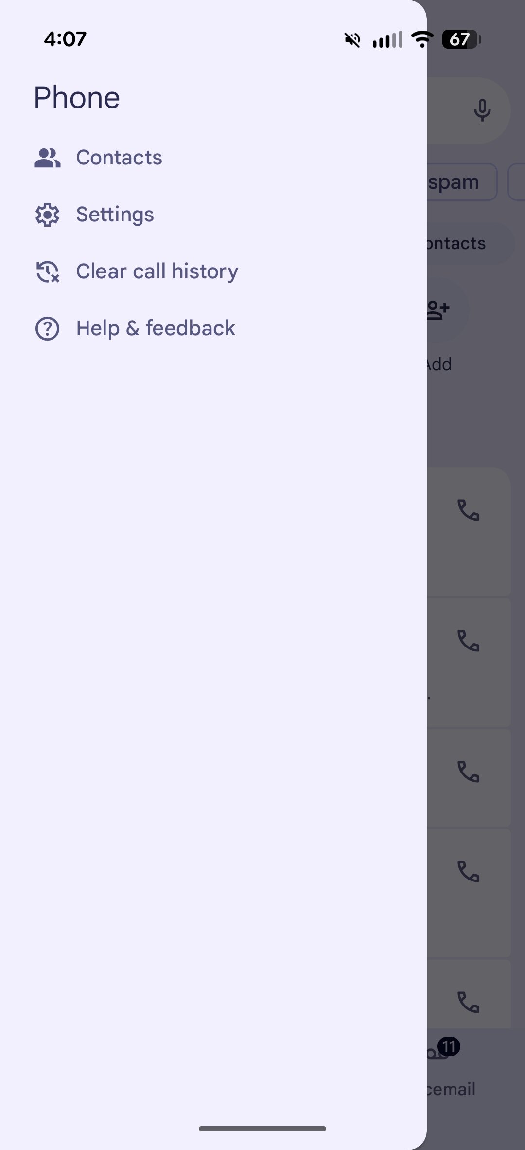 Screenshot of the Google Phone app, showing how to disable scam call settings.