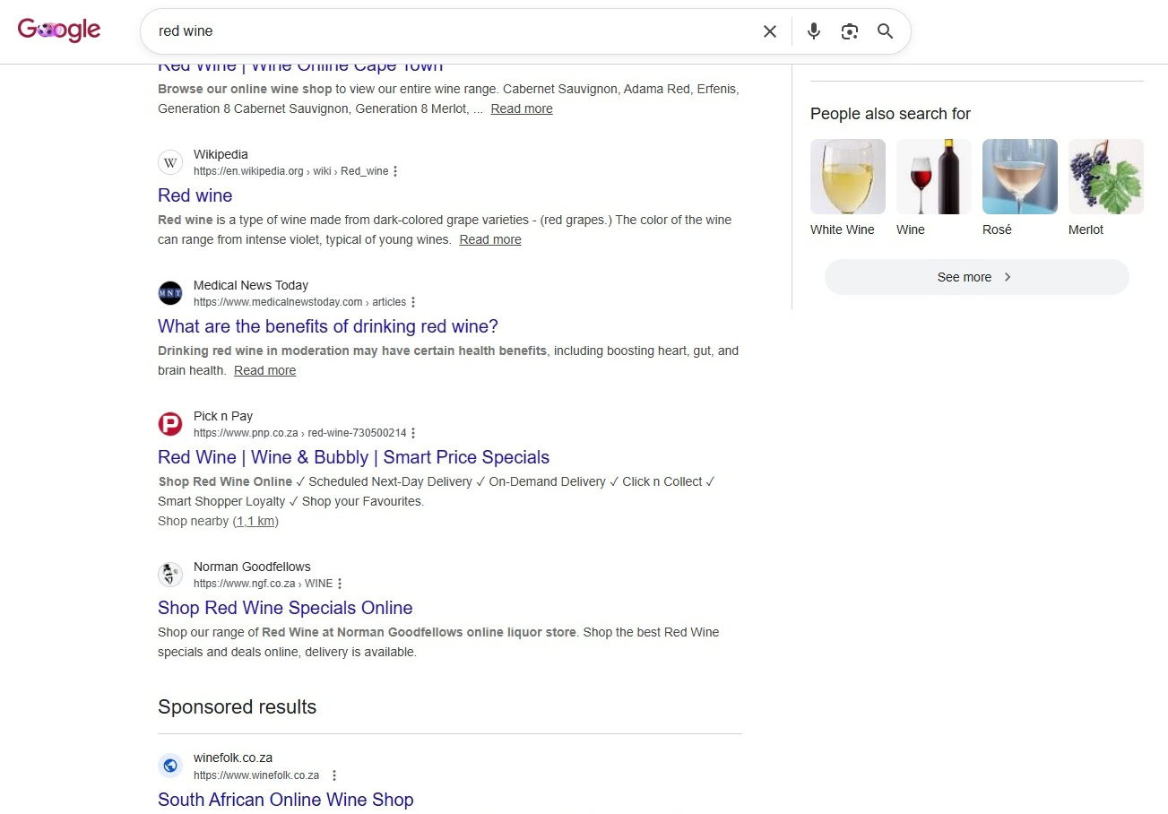 google web search screenshot 3