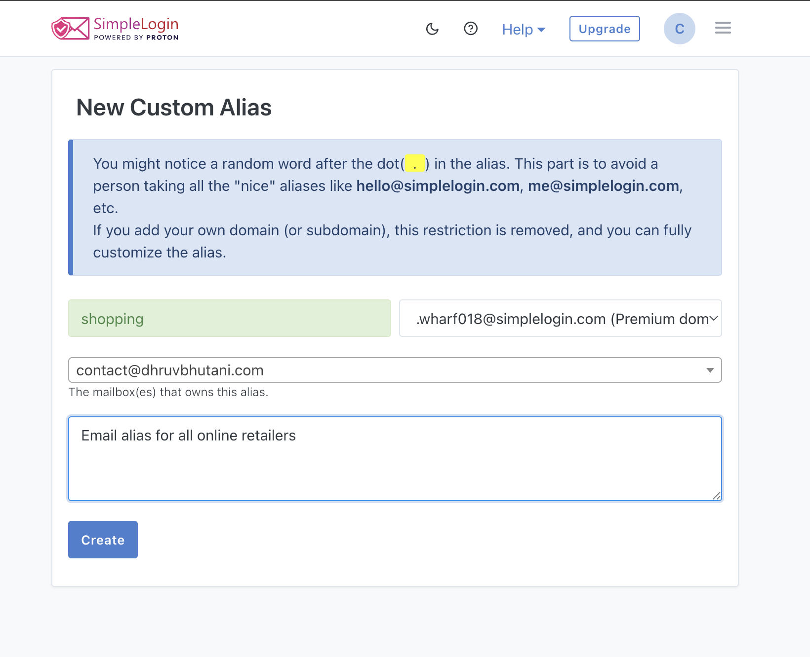 how to create email alias